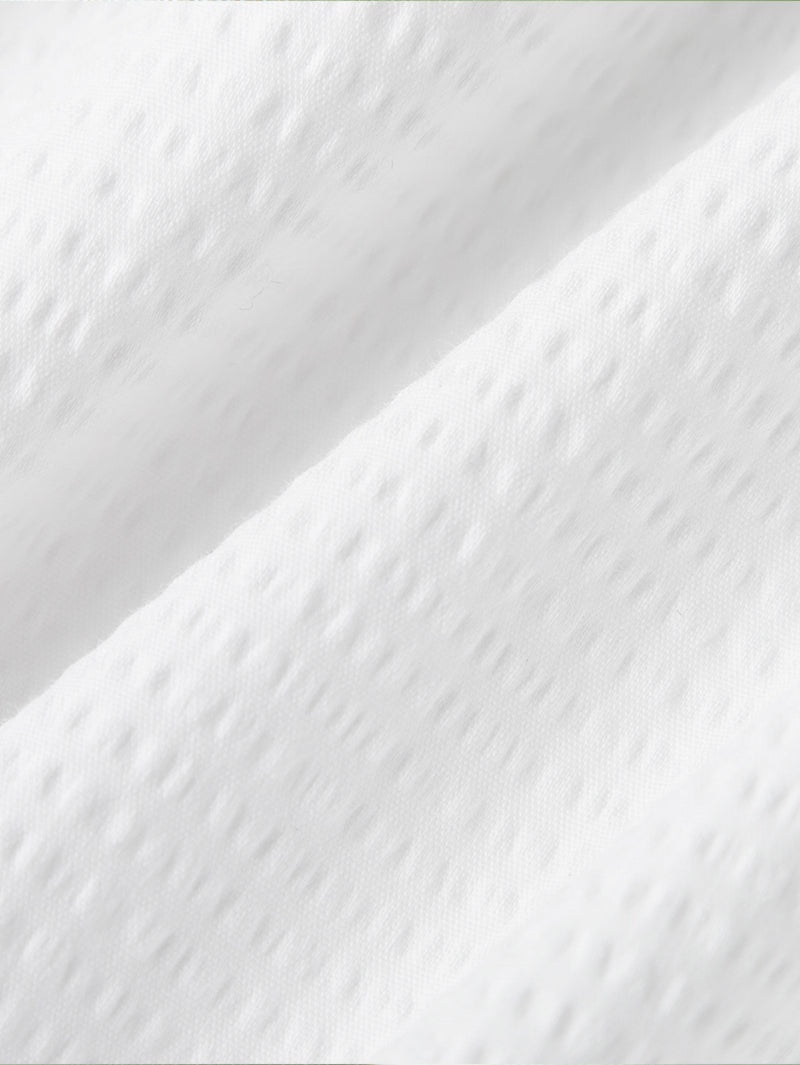 Women's White Square Neck Puff Sleeves High Quality Cotton Short Blouse Shirt