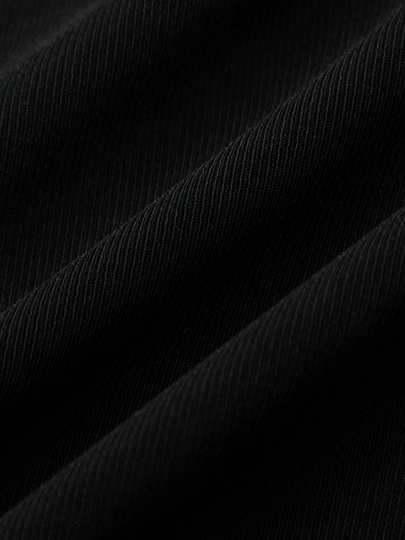 Women's Black Square Neck Puff Sleeves Smooth Vinegar Dress