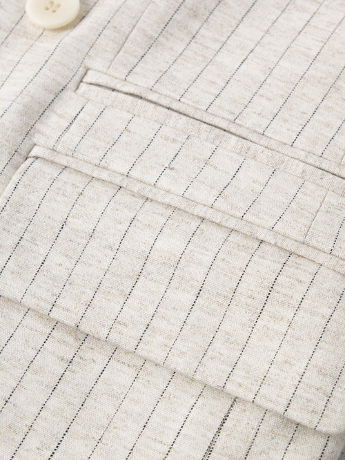 Load image 1 in gallery view. Beige striped blazer