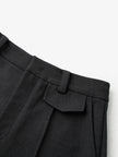 Pantalon droit noir en laine