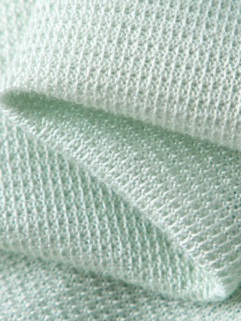 Women's Mint Green V Neck Short Sleeves Lyocell Knit Top