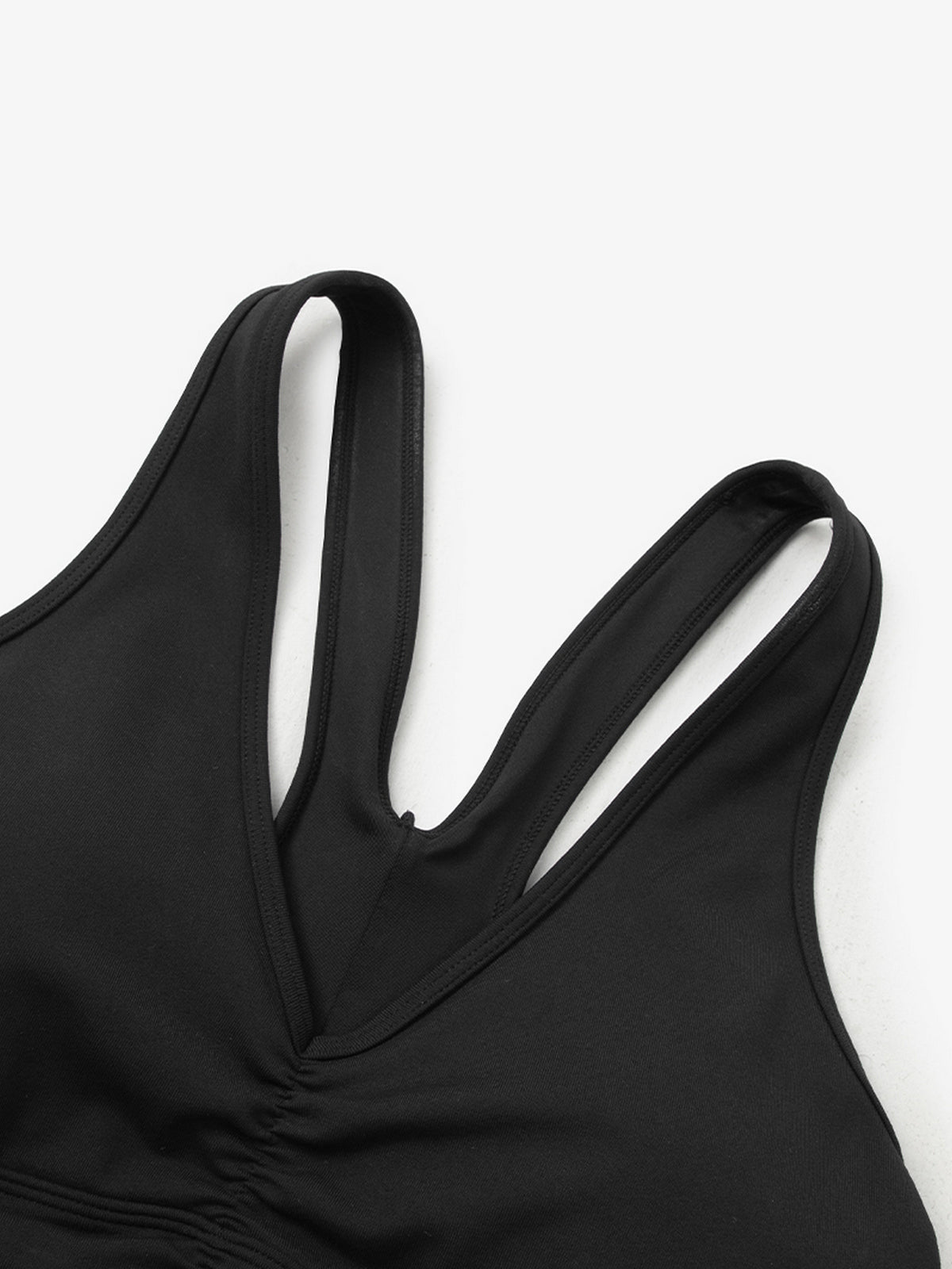 Black V-neck yoga bra
