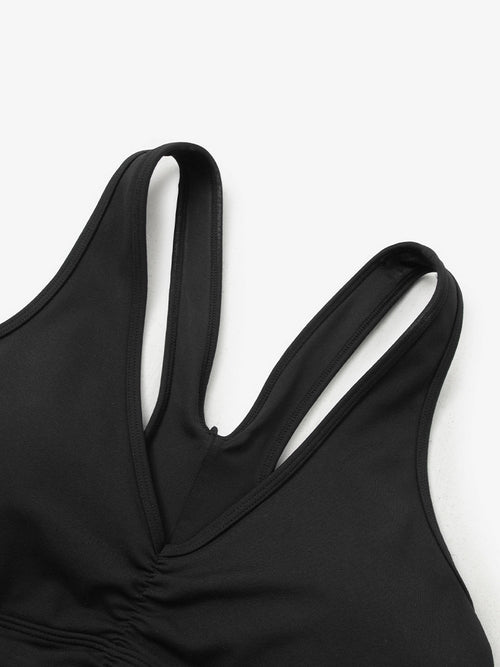Load image 1 in gallery view. Black V-neck yoga bra