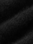 Black wool knit cardigan with round neck and buttons
