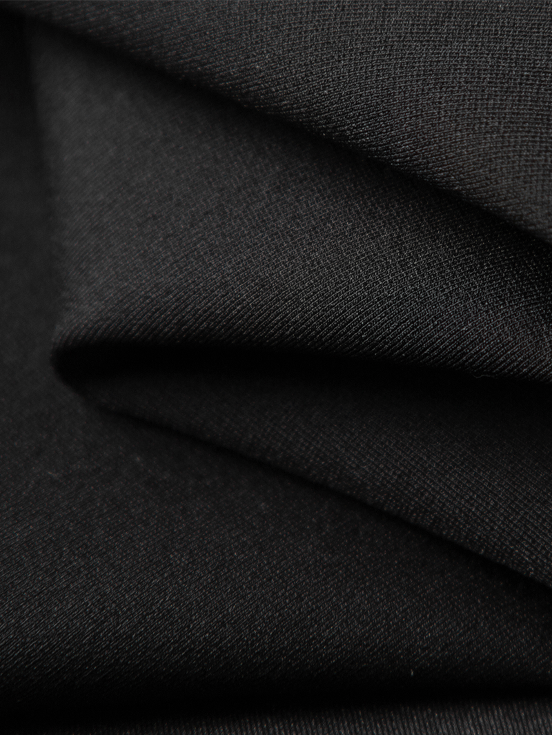 Women's Black Knit A-Line Middle Length Belted Skirt