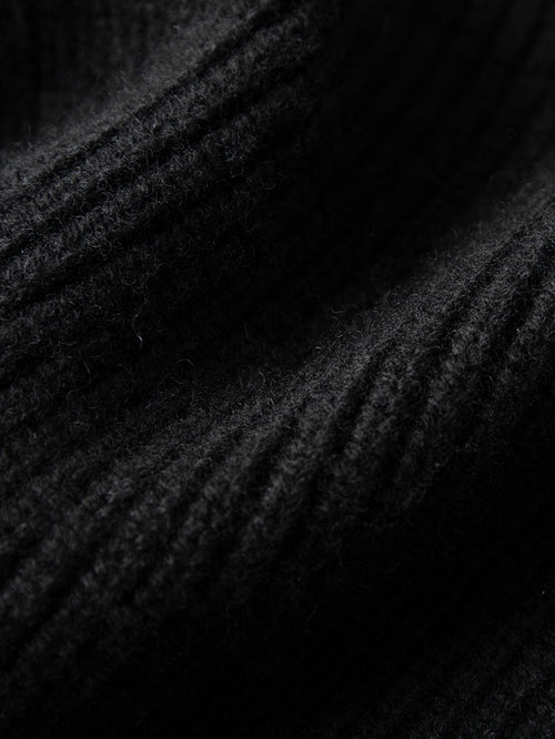Carica immagine 1 in visualizzazione galleria. Women's Black V Neck Long Sleeve Wool Sweater