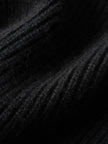 Women's Black V Neck Long Sleeve Wool Sweater