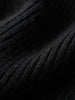 Women's Black V Neck Long Sleeve Wool Sweater