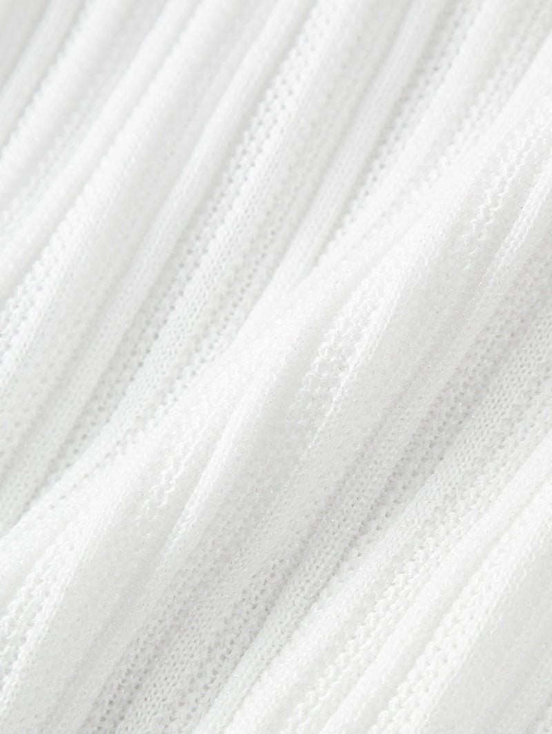 Women's White V Neck Short Sleeves Knit T-Shirt