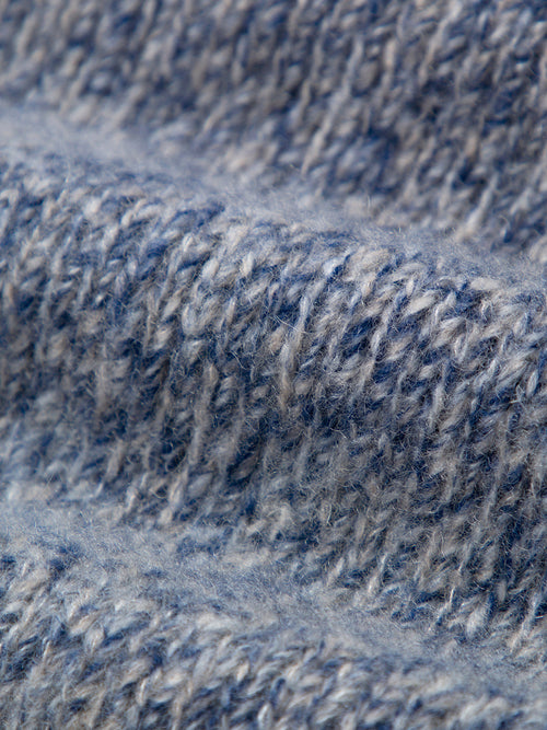Load image 1 in gallery view. Floral Blue Crewneck Silk-Cashmere Sweater