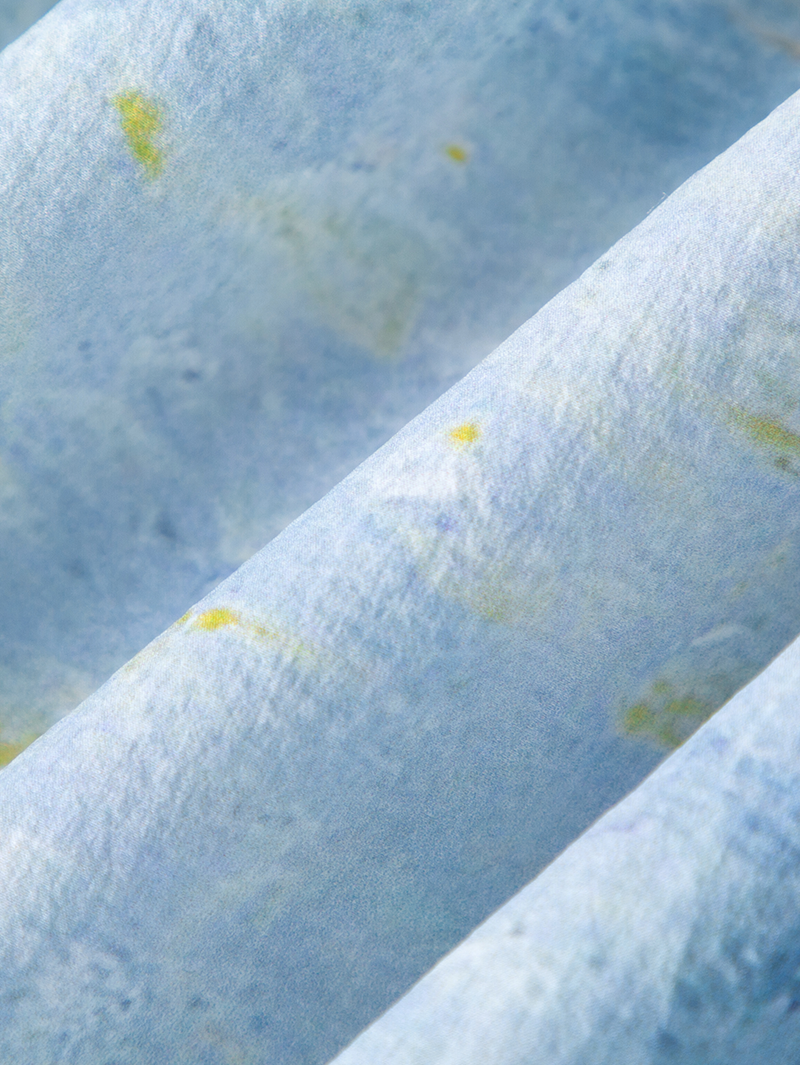 Women's Floral Blue Drawstring Waist Zipper Hoodie Middle Length Jacket