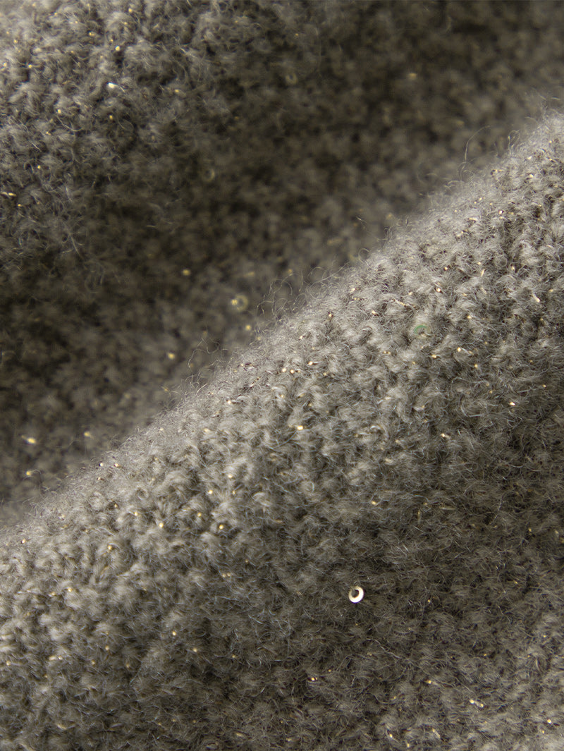 Women's Brown Classic Collar Long Sleeve Wool Vest Splicing Dress