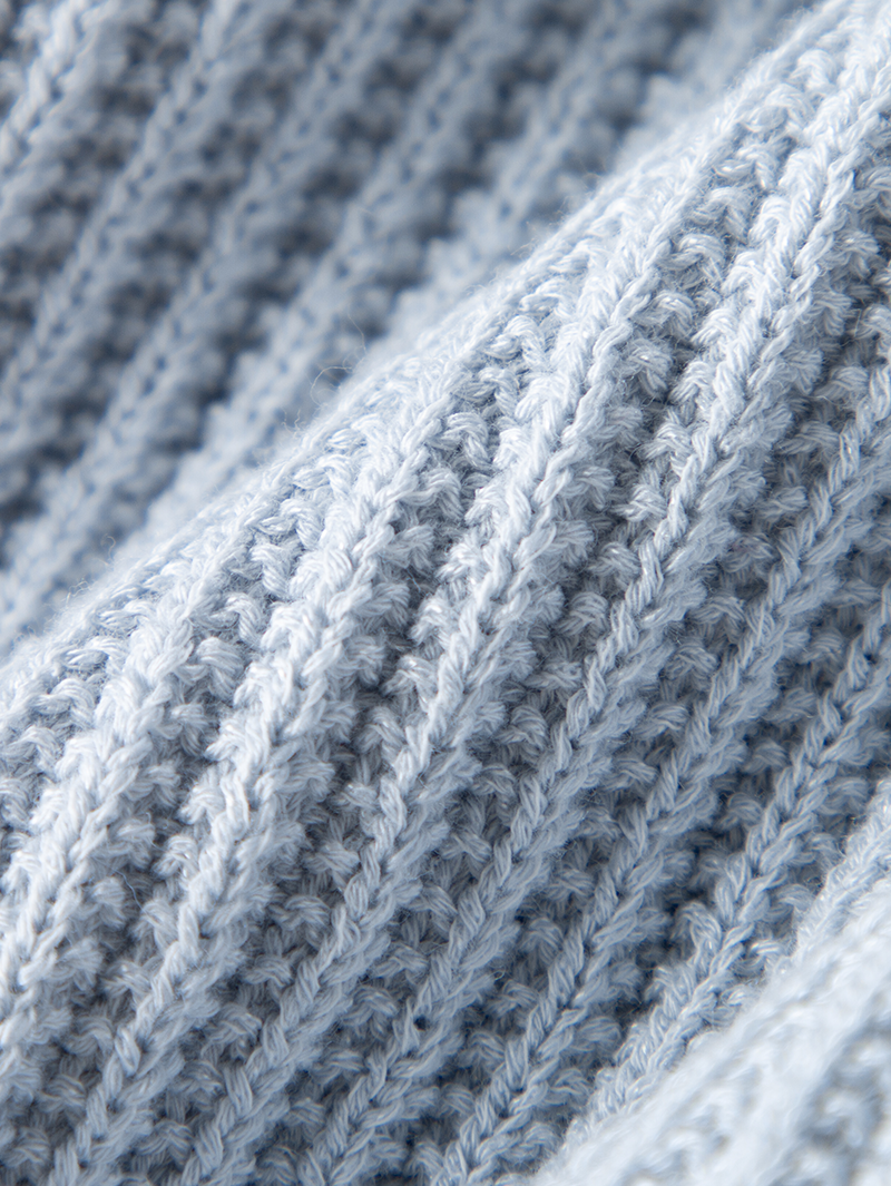 Women's Sky Blue V Neck Rib Pattern Knit Vest  Sweater