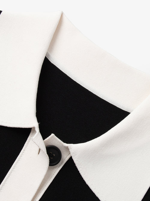 Load image 1 in gallery view. Black dress with white collar