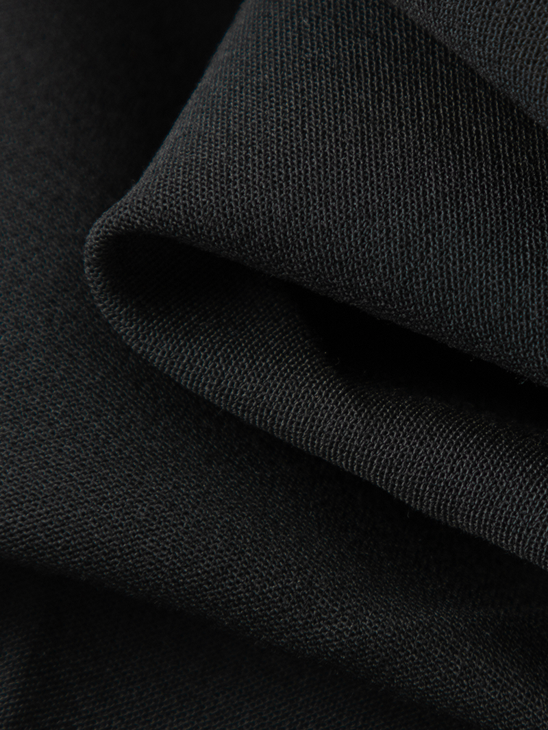 Women's Black Small Leg Trousers Sheep Wool with Belt