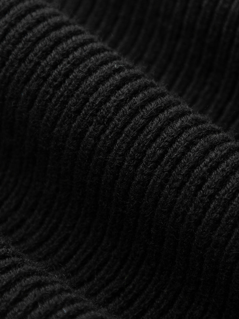 Women's Navy Blue High Neck Knit Wool Sweater Dress