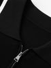 Women's Black Polo Zipper Neck Contrast Binding Knitted Top
