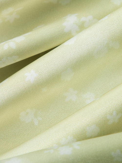 Charger l'image 1 dans la galerie. Women's Light Green Floral Clasic Straight Fit Irregular Hem Skirt