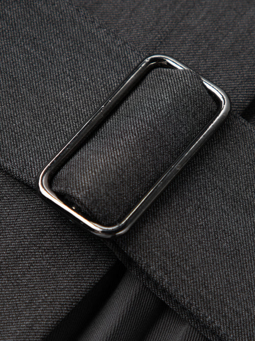 Load image 1 in gallery view. Grey classic collar pleated dress with long sleeves and belt