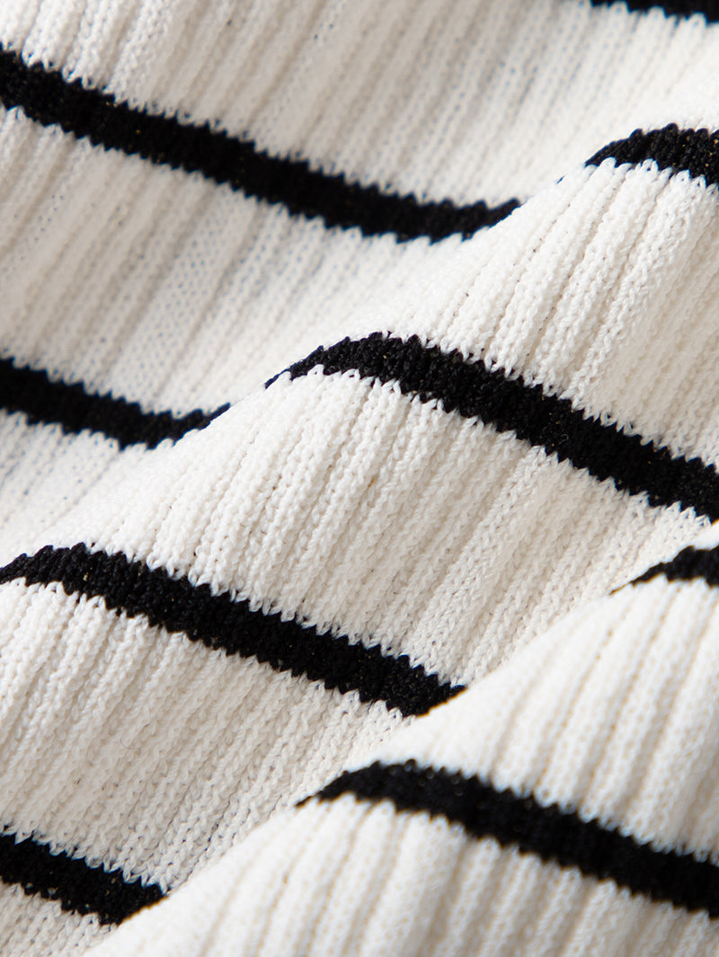 Women's White Square Neck Short Sleeves Knit Top