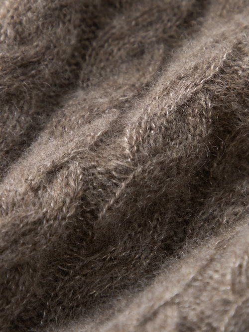 Load image 1 in gallery view. Brown knitted cashmere sweater