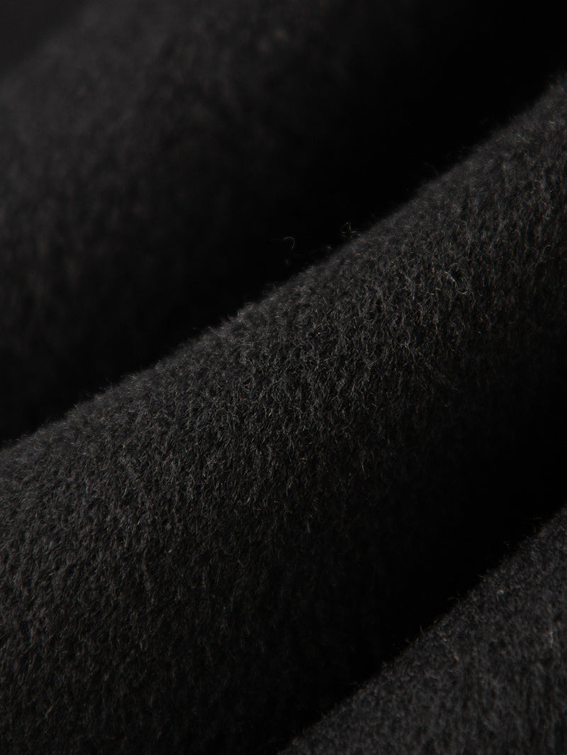 Women's Black 100% Sheep Wool Coat with Belt