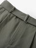 Women's Gray Wide Leg Belted Winter Trousers