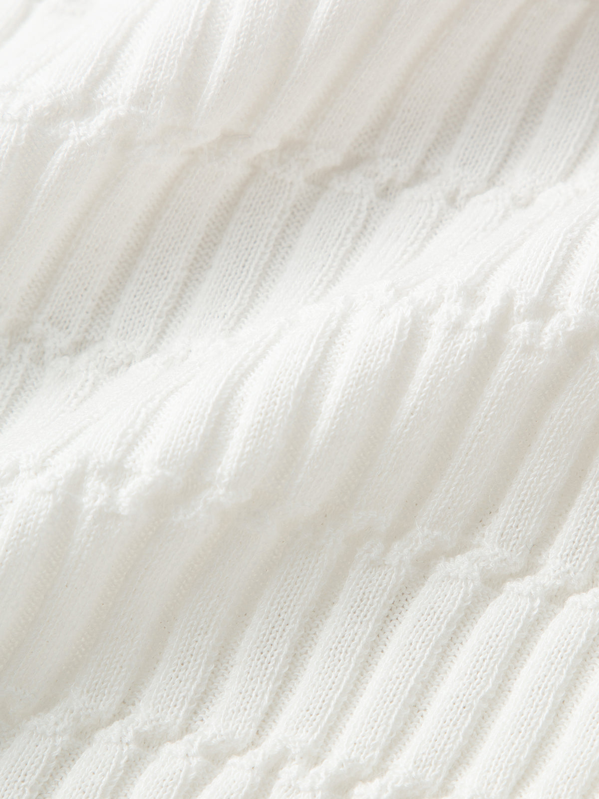 Top en maille à col polo blanc à manches courtes en coton