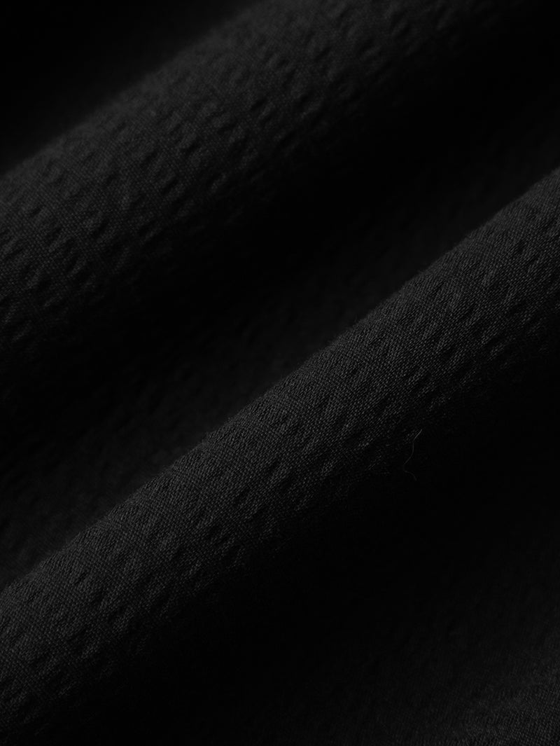 Women's Black Square Neck Puff Sleeves Slim Fit Cotton Dress