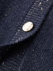Blue long-sleeved cashmere sweater with round neck and buttons