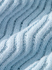Women's Blue Round Neck Knit Pullover Sweater