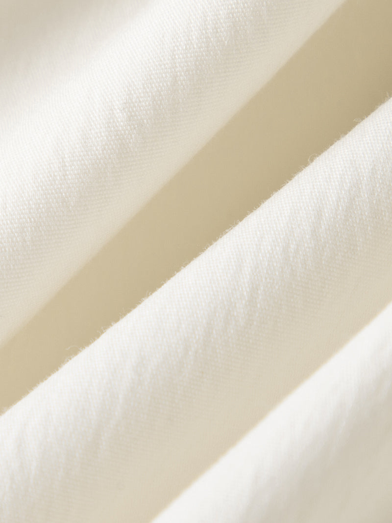 Women's Off-White Square Neck Puff Sleeves Button Down Belted Dress