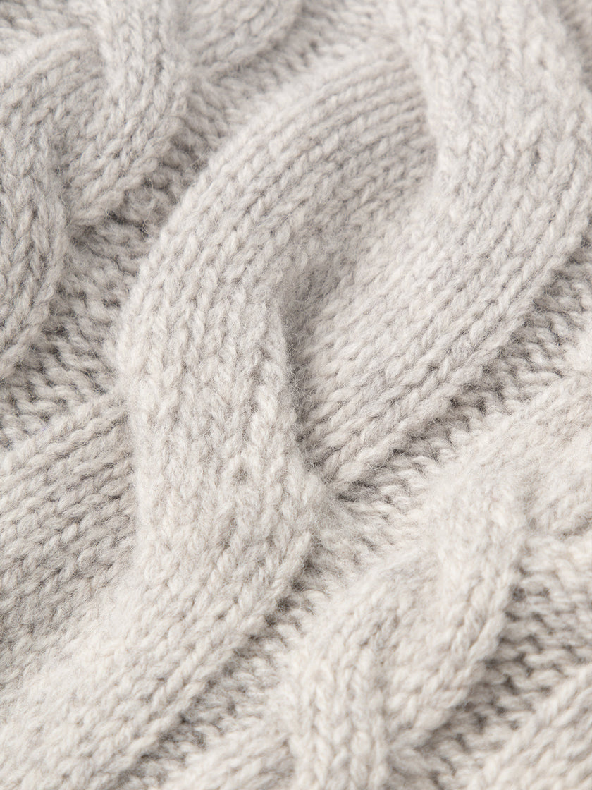 Women's Oatmeal-Colored V Neck 100% Wool Heavy Sweater Cardigan