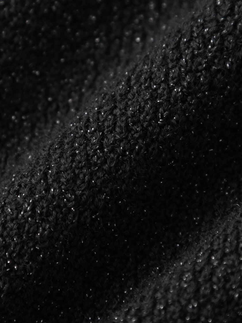 Robe en jersey de laine noire scintillante