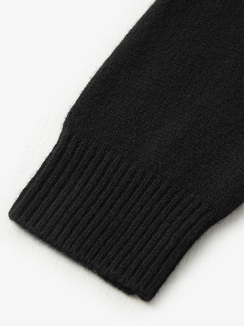 Carica immagine 1 in visualizzazione galleria. Women's Black V Neck Long Sleeves Wool Cardigan
