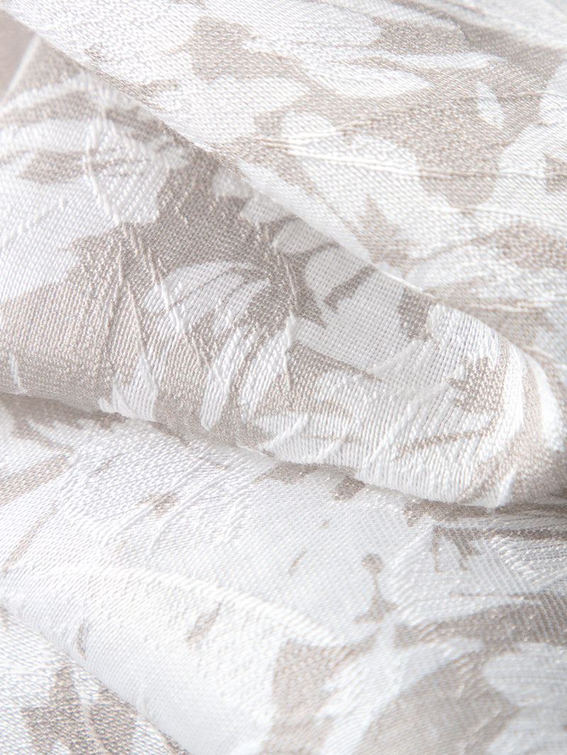 Women's Floral Light Gray Square Neck Puff Sleeves Breathable Lyocell Middle Length Dress