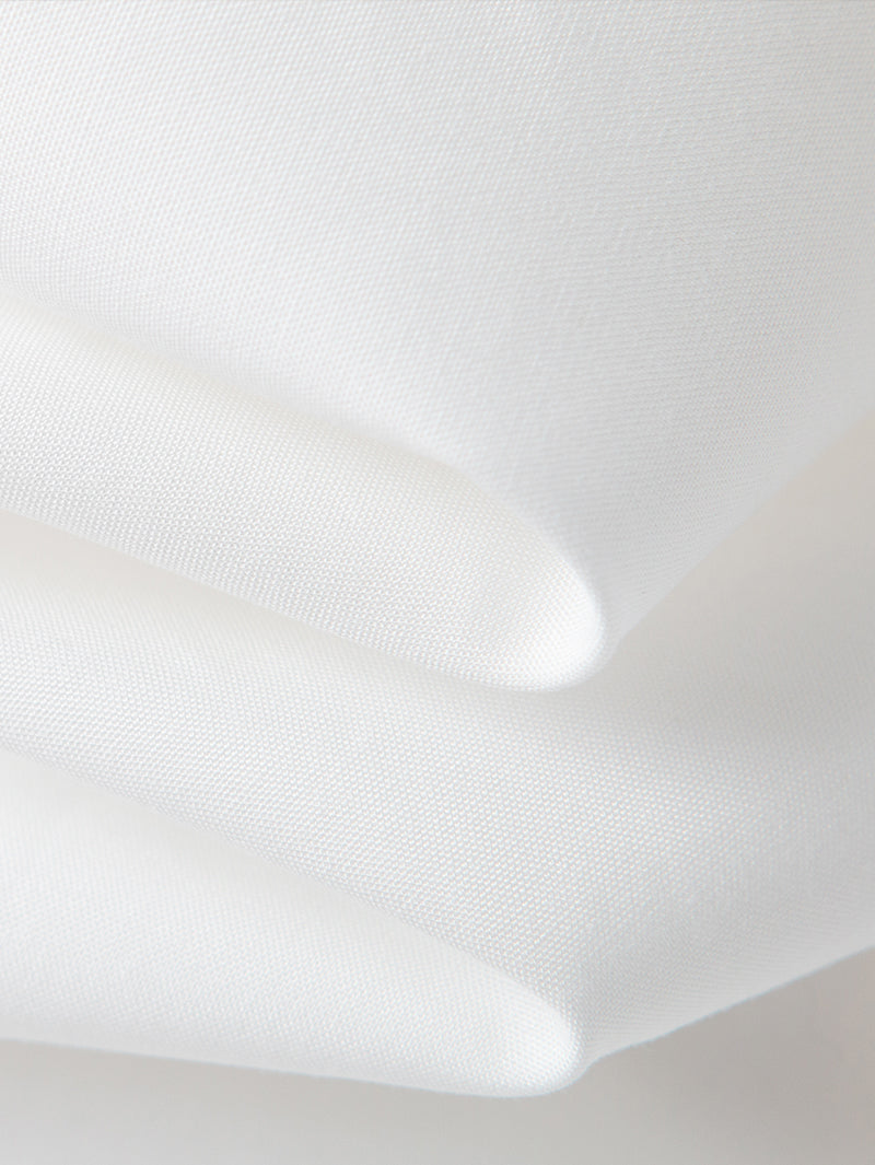 Women's White Classic Collar Long Sleeve 100% Cotton Round Hem Shirt