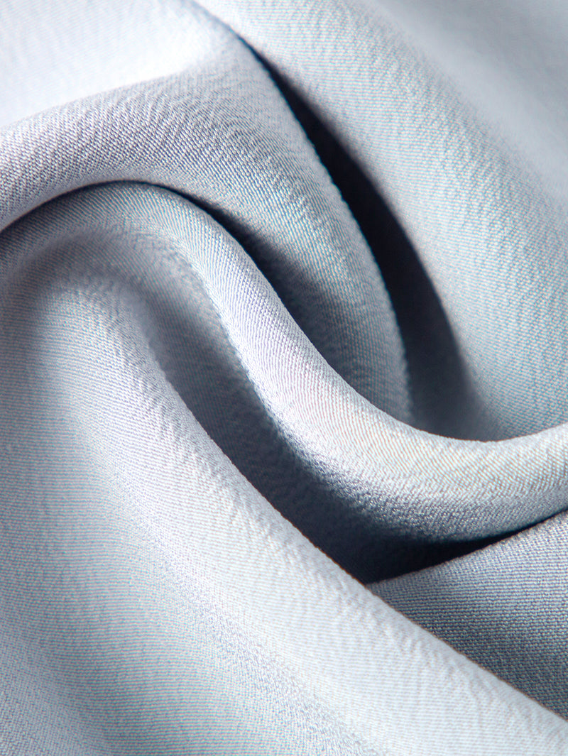 Women's Light Blue V Neck 100% Silk Blouse