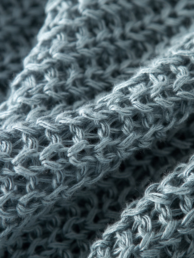 Women's Blue Round Neck Long Sleeve Sweater