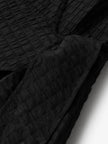 Women's Black V Neck Short Sleeves Stable Sucker Belted Dress