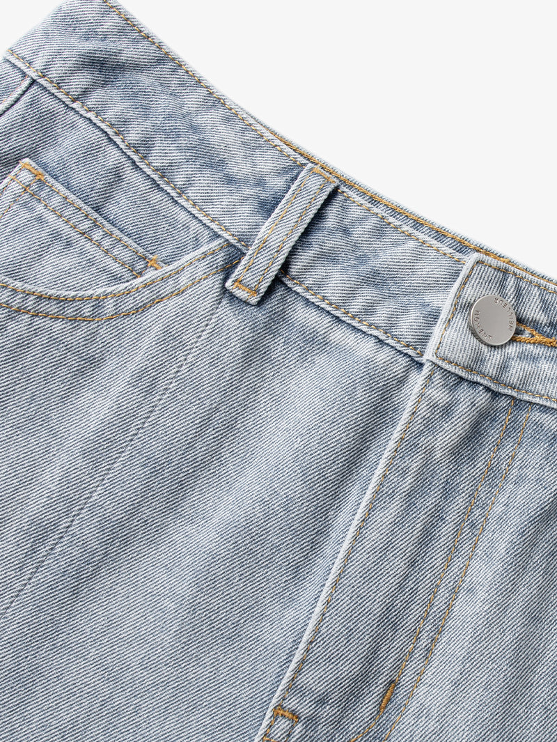 Women's Dark Blue Straight Fit Slit Design Denim Jeans