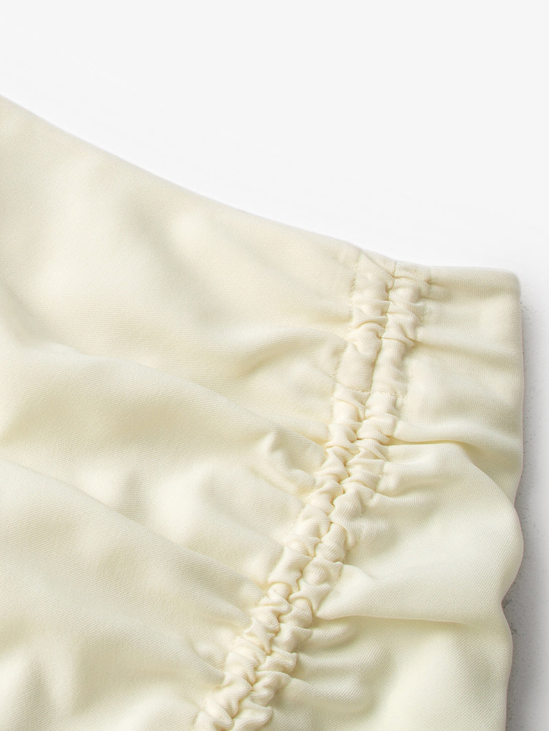 Women's White Acetate Straight Fit High Waist Warp Skirt