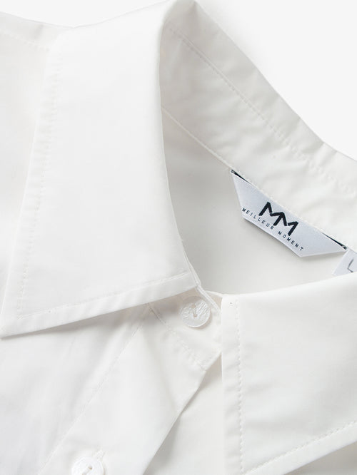 Charger l'image 1 dans la galerie. Women's White 100% Cotton Classic Collar Long Sleeve Blouse