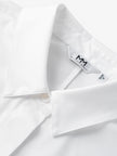 Women's White Classic Collar Pleat Design Long Sleeve Short Shirt
