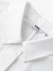 Women's White Classic Collar Pleat Design Long Sleeve Short Shirt
