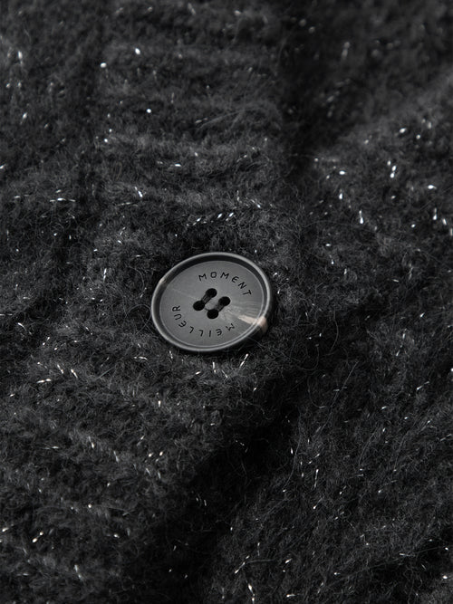 Load image 1 in gallery view. Long black alpaca wool cardigan
