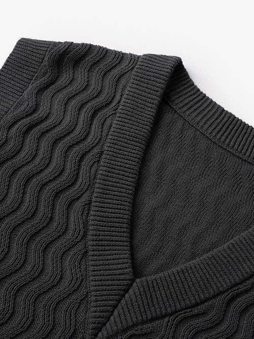Load image 1 in gallery view. Dark gray V-neck knitted vest