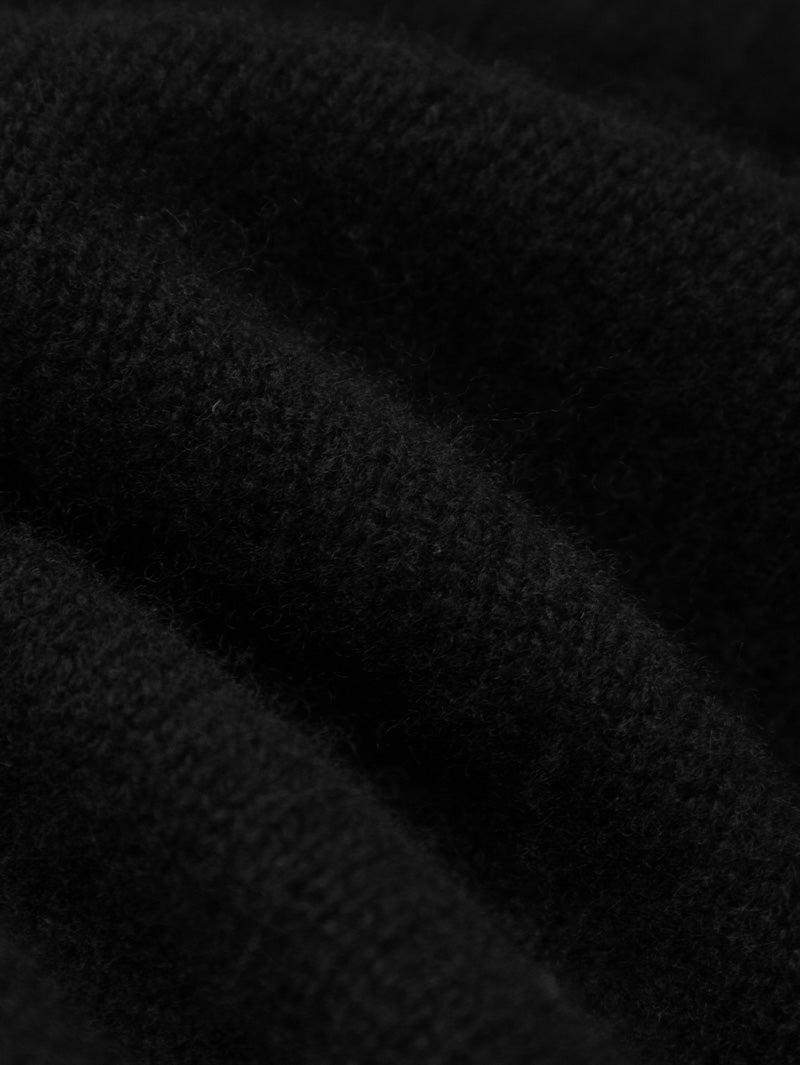 Women's Black V Neck Long Sleeves Wool Cardigan