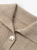 Women's Brown Polo Neck Ribbed Knit 100% Cashmere Sweater