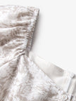 Women's Floral Light Gray Square Neck Puff Sleeves Breathable Lyocell Middle Length Dress
